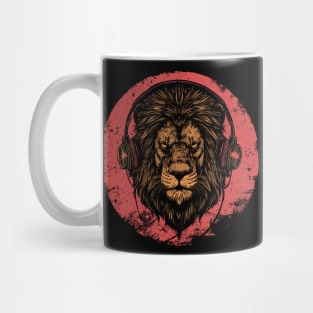 Lion Head With Headphones Mug